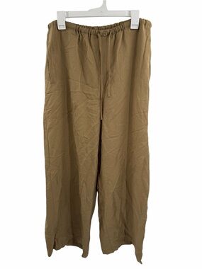 Christian Lacroix Women’s Tan Pull On Rayon Lyocell Wide Leg Pant Trouser Large